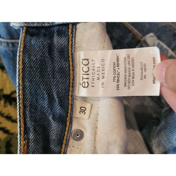 Ética Jeans Women's 30 Blue Amis Relaxed Bootcut Slit Umbra Two Tone Button Fly - Picture 5 of 5